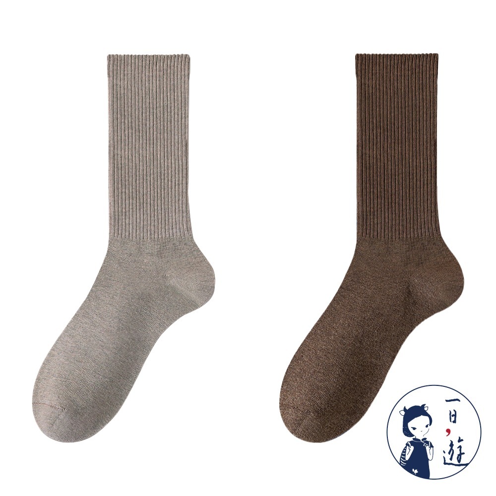 NicoFun 愛定做 6雙 美拉德中筒羅紋襪 秋冬 復古棕色 經典百搭 針織襪 無骨縫頭(女襪22.5-25cm)-規格圖5