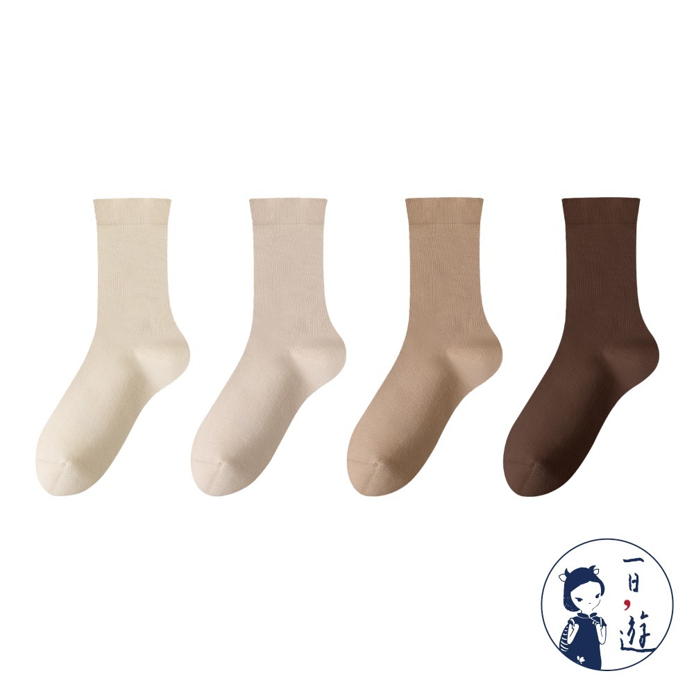 NicoFun 愛定做 4雙 精紡美拉德中筒襪 秋冬 復古棕色 經典百搭 針織襪 無骨縫頭(女襪22.5-25cm)-規格圖5