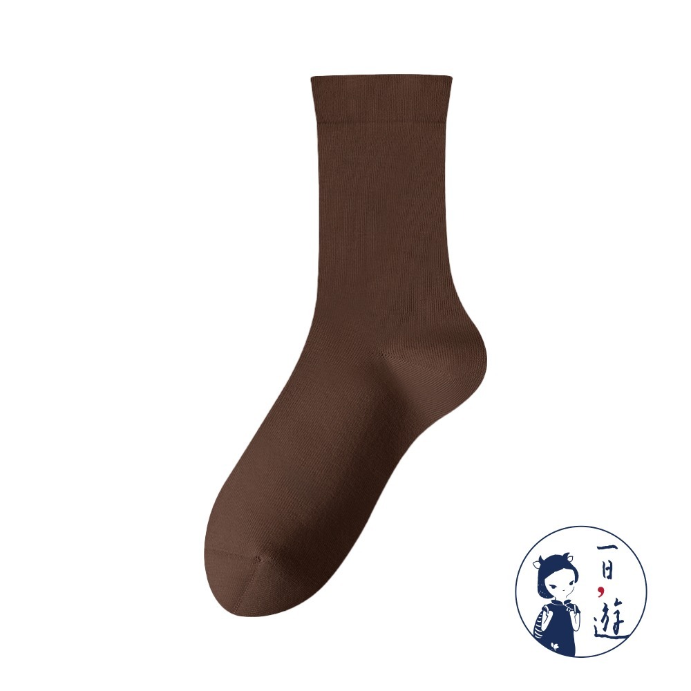 NicoFun 愛定做 2雙 精紡美拉德中筒襪 秋冬 復古棕色 經典百搭 針織襪 無骨縫頭(女襪22.5-25cm)-規格圖5