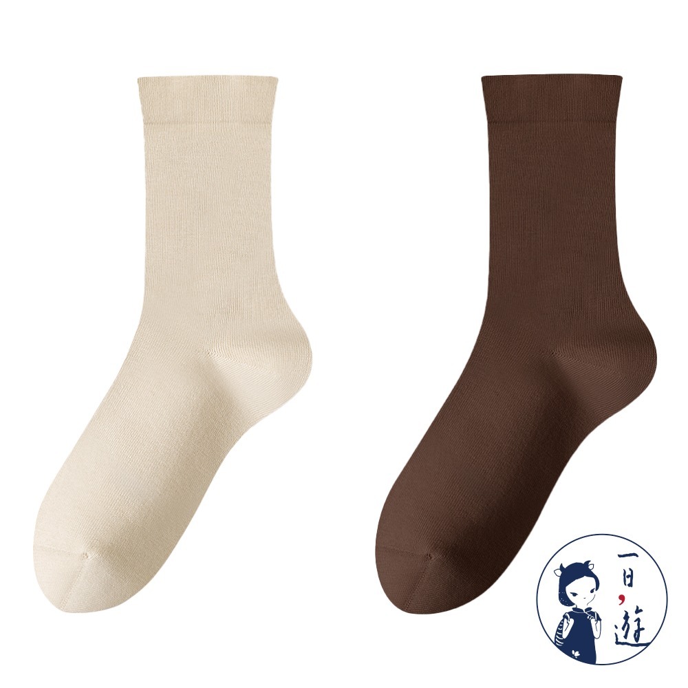 NicoFun 愛定做 2雙 精紡美拉德中筒襪 秋冬 復古棕色 經典百搭 針織襪 無骨縫頭(女襪22.5-25cm)-規格圖5