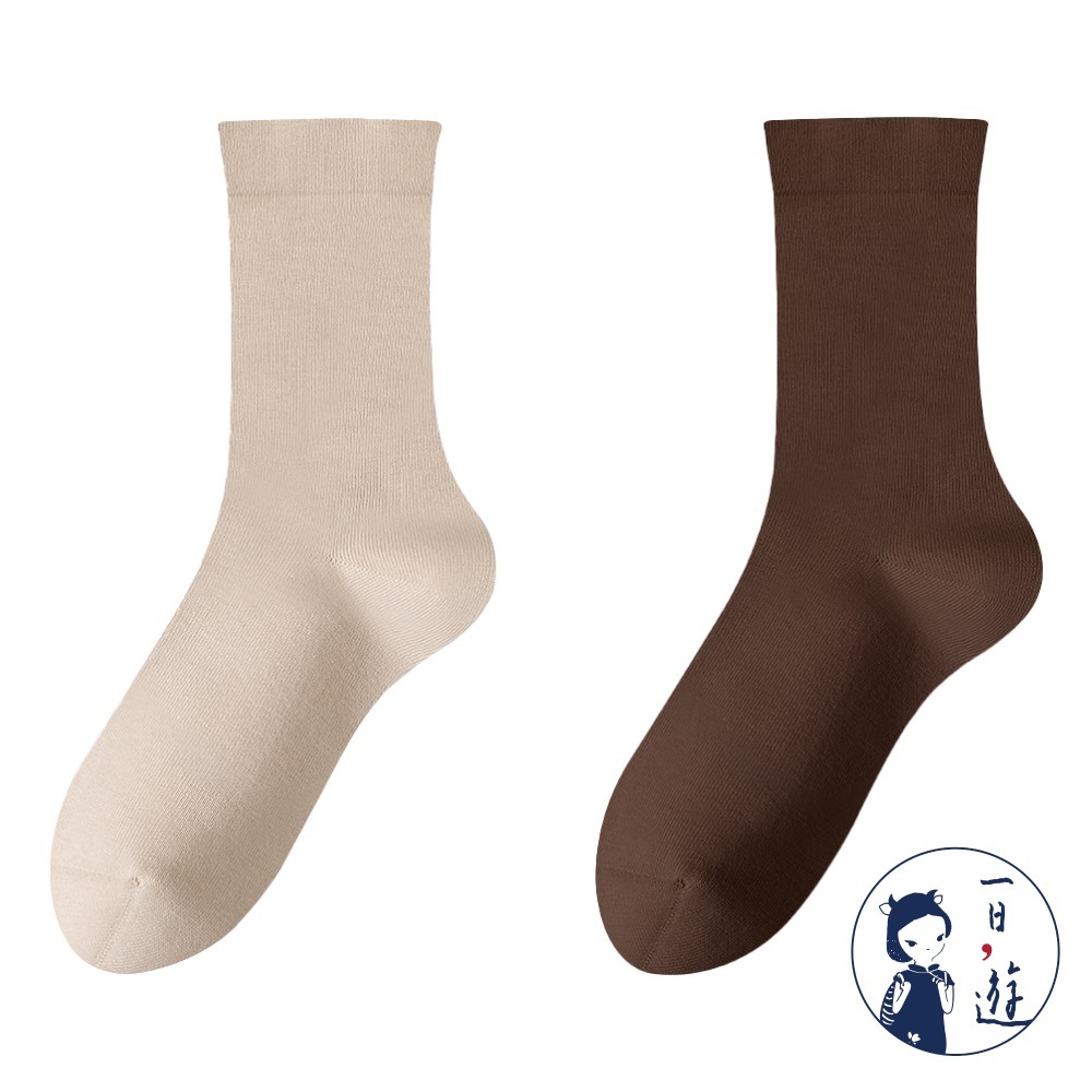 NicoFun 愛定做 2雙 精紡美拉德中筒襪 秋冬 復古棕色 經典百搭 針織襪 無骨縫頭(女襪22.5-25cm)-規格圖5