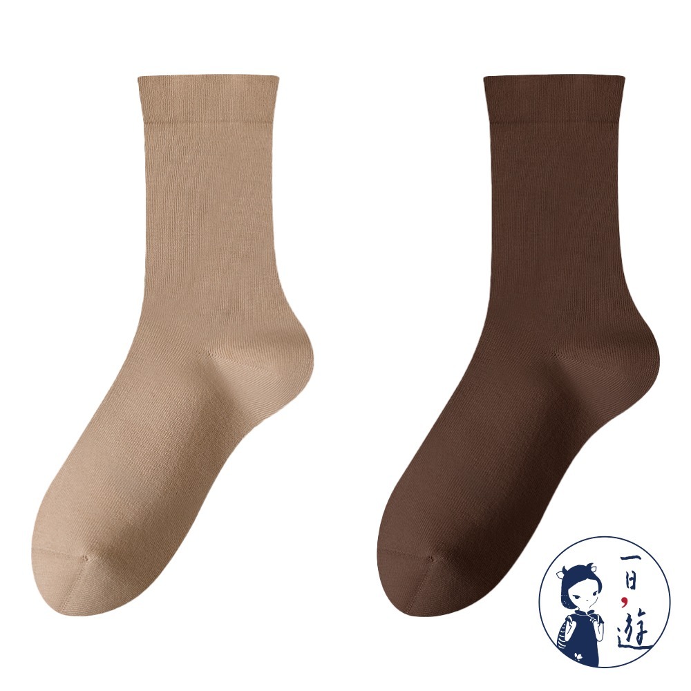 NicoFun 愛定做 2雙 精紡美拉德中筒襪 秋冬 復古棕色 經典百搭 針織襪 無骨縫頭(女襪22.5-25cm)-規格圖5