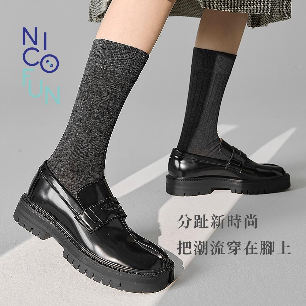 NicoFun 愛定做 樂福鞋 兩穿中筒襪 堆堆襪 分趾襪 分趾襪 瑪莉珍鞋 芭蕾舞平底鞋 襪子(女襪22.5-25)-細節圖4