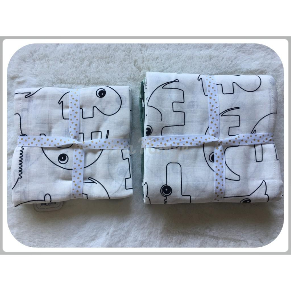 【現貨】丹麥 Done By Deer 100% 純棉 新生兒包巾 拍嗝巾 2入 Tiny tropics 小小熱帶雨林-細節圖2