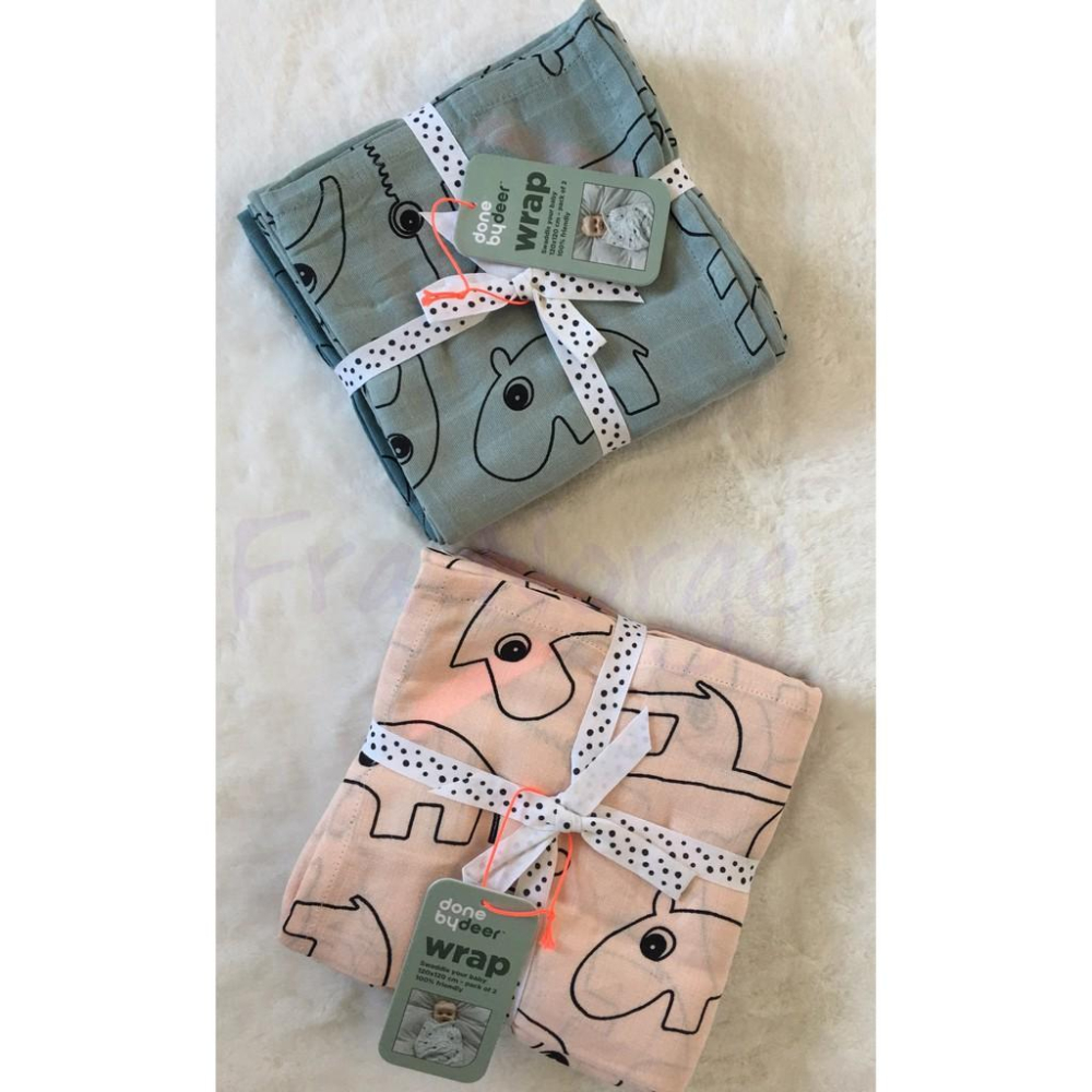 【現貨】丹麥 Done By Deer 100% 純棉 新生兒包巾 2入組 120 x 120-細節圖2