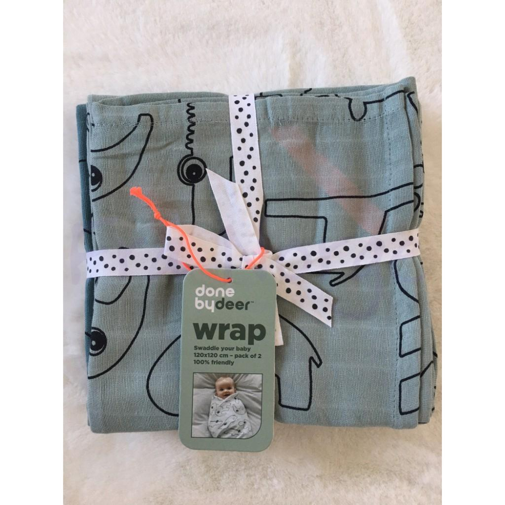 【現貨】丹麥 Done By Deer 100% 純棉 新生兒包巾 2入組 120 x 120-細節圖3