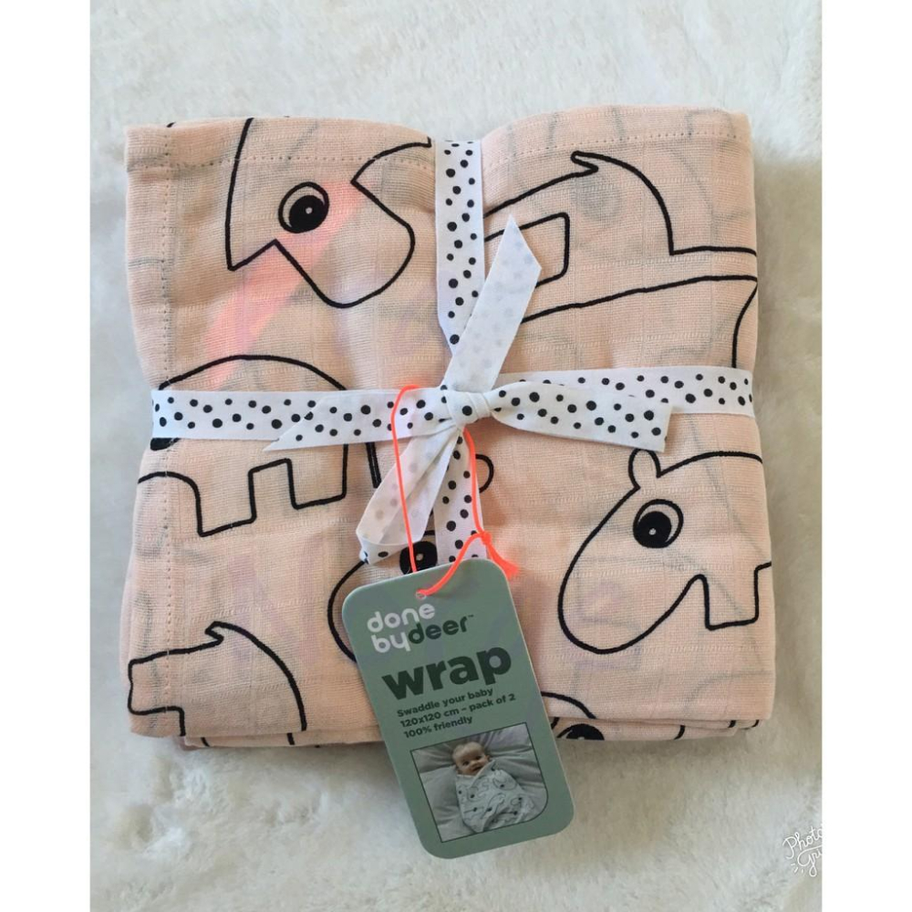 【現貨】丹麥 Done By Deer 100% 純棉 新生兒包巾 2入組 120 x 120-細節圖4