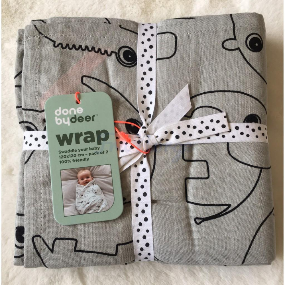 【現貨】丹麥 Done By Deer 100% 純棉 新生兒包巾 2入組 120 x 120-細節圖5