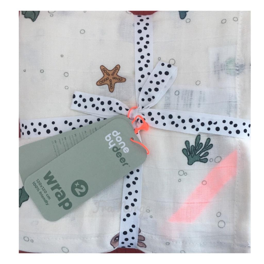 【現貨】丹麥 Done By Deer 100% 純棉 新生兒包巾 2入組 120 x 120-細節圖6