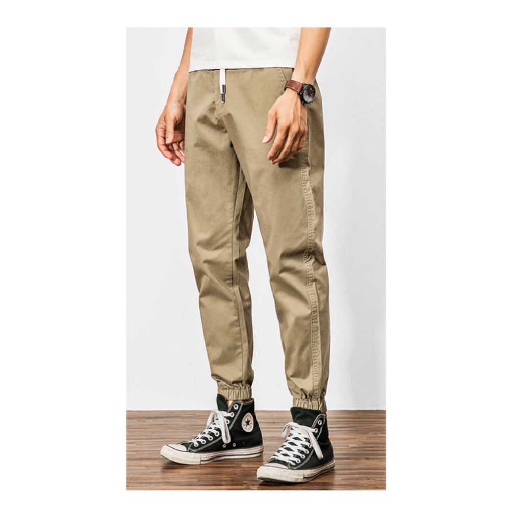 全新 象鼻人 卡其色 長褲 束口褲 平價 百搭 休閒 時尚 流行 生日禮物-細節圖6