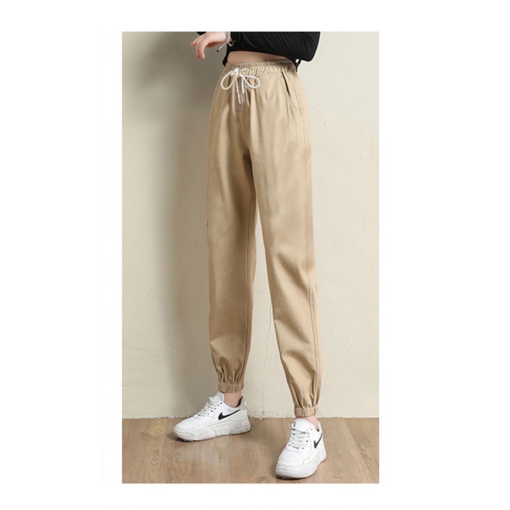 全新 象鼻人 卡其色 長褲 束口褲 平價 百搭 休閒 時尚 流行 生日禮物-細節圖8