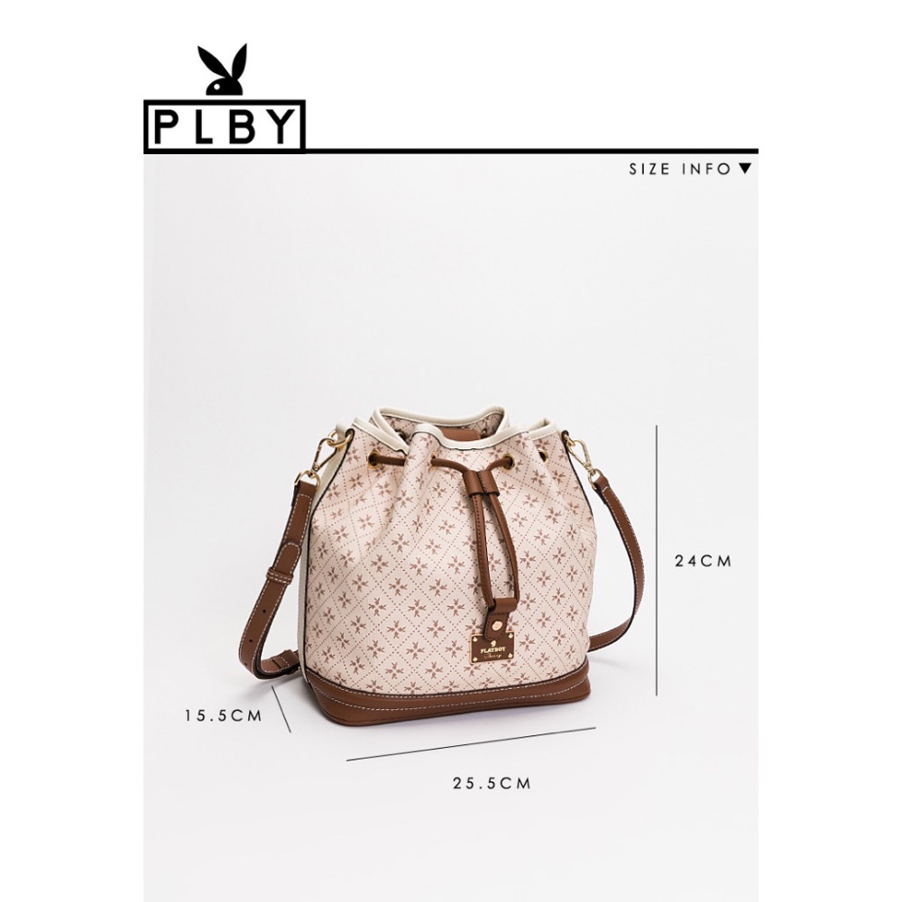 全新 現貨 PLAYBOY 正品 水桶包 側背包 肩背包 手提包Oat milk 燕麥奶兔兔系列 卡其色-細節圖6