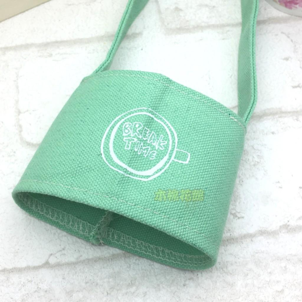 現貨 環保飲料提袋 帆布杯袋 湖水綠 手工杯套 限塑 原價$150特價$120 超商咖啡 手搖杯 珍珠奶茶 [木棉花館]-細節圖2
