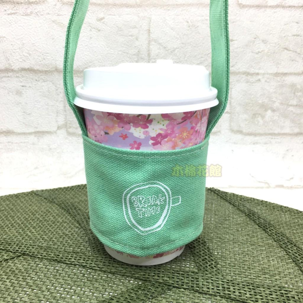 現貨 環保飲料提袋 帆布杯袋 湖水綠 手工杯套 限塑 原價$150特價$120 超商咖啡 手搖杯 珍珠奶茶 [木棉花館]-細節圖3