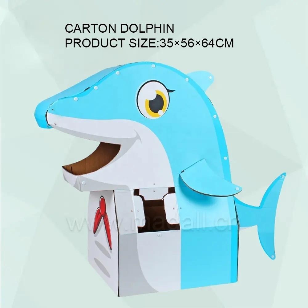 RUBY DIY 紙箱 暴龍 恐龍 鯊魚 海豚 裝扮 角色扮演 恐龍服裝 萬聖節 變裝 紙箱玩具 兒童 Cosplay-細節圖2