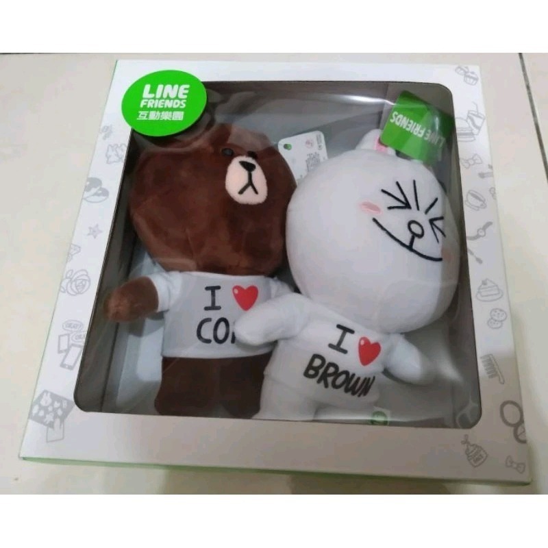 正版 LINE FRIENDS 熊大 兔兔 情人節 情侶 結婚 婚禮 毛絨 玩具 布偶-細節圖2
