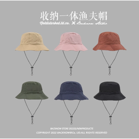 防潑水漁夫帽可收納包包戶外登山帽男陽帽女遮陽帽 摺疊漁夫帽 收納漁夫帽 PACKABLEHAT 摺疊帽子-細節圖4