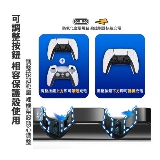 IINE 良值 PS5周邊 PS5 雙手充電座 雙手把控制器 支援 裝殼裝套充電 L652 免運 台灣現貨-細節圖3