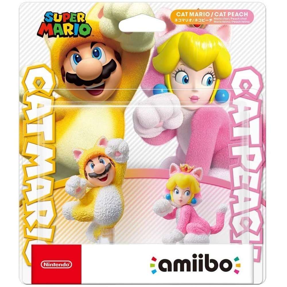 【兩隻臘腸】現貨 NS 超級瑪利歐系列 3D世界 + 狂怒世界 amiibo 公仔 NFC貓咪瑪利歐 貓咪碧姬公主日版-細節圖2