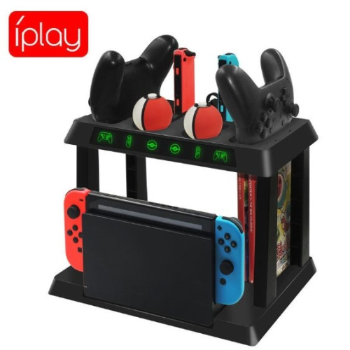 【兩隻臘腸】switch 豪華多功能 pro joy-con OLED可以用 充電 遊戲 立架組 iplay