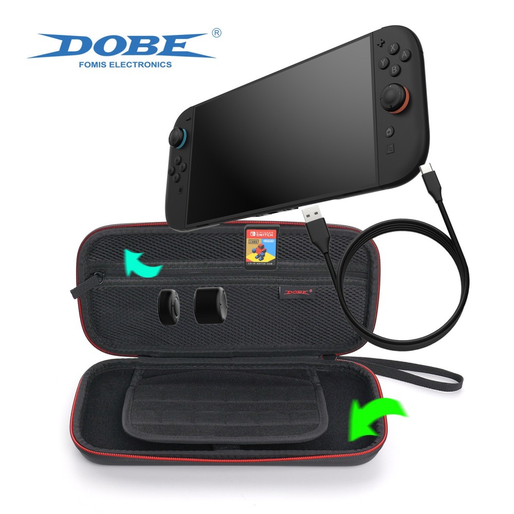 【兩隻臘腸】DOBE NS2 主機收納包 主機外出包 卡盒 防撞 收納包 PU 黑色 TNS-3173-細節圖2