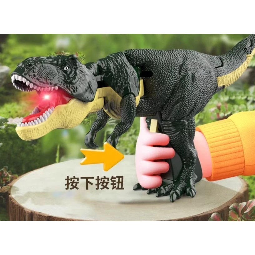 ✿AREA.TOY✿ 台灣現貨 按壓暴龍 帶燈光音效 仿真恐龍 兒童節 送禮聲光搖擺恐龍 大嘶吼霸王龍 搖擺恐龍-細節圖3