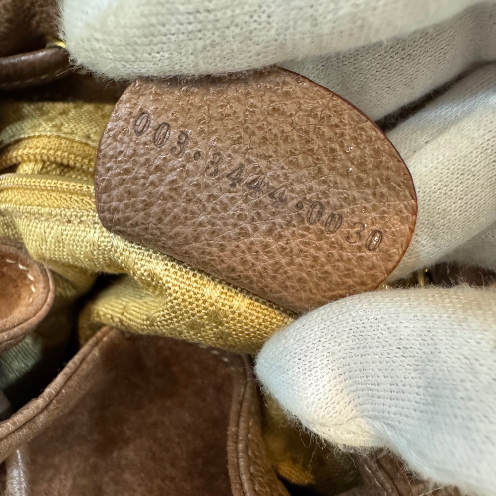 👝GUCCI茶色麂皮竹節後背包-細節圖8