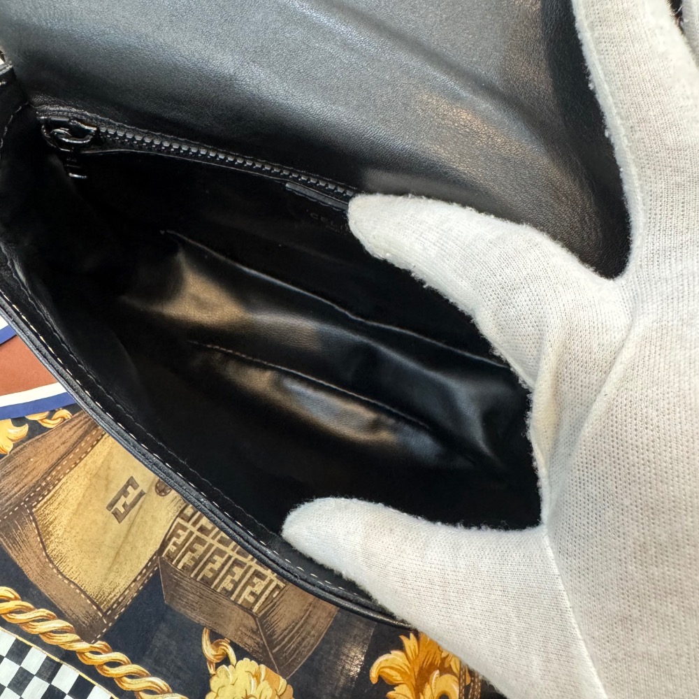 👝【極稀有｜Celine 凱旋徽章黑棕拼色馬鞍包】-細節圖8