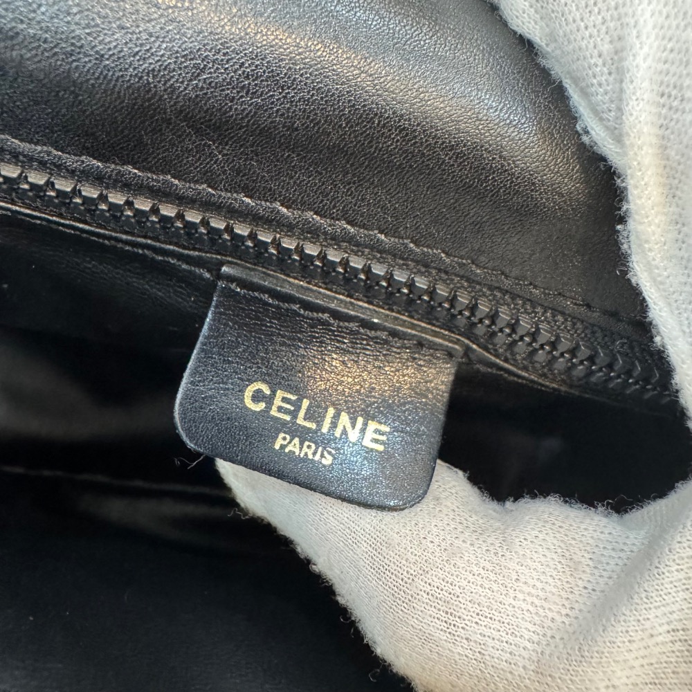 👝【極稀有｜Celine 凱旋徽章黑棕拼色馬鞍包】-細節圖10
