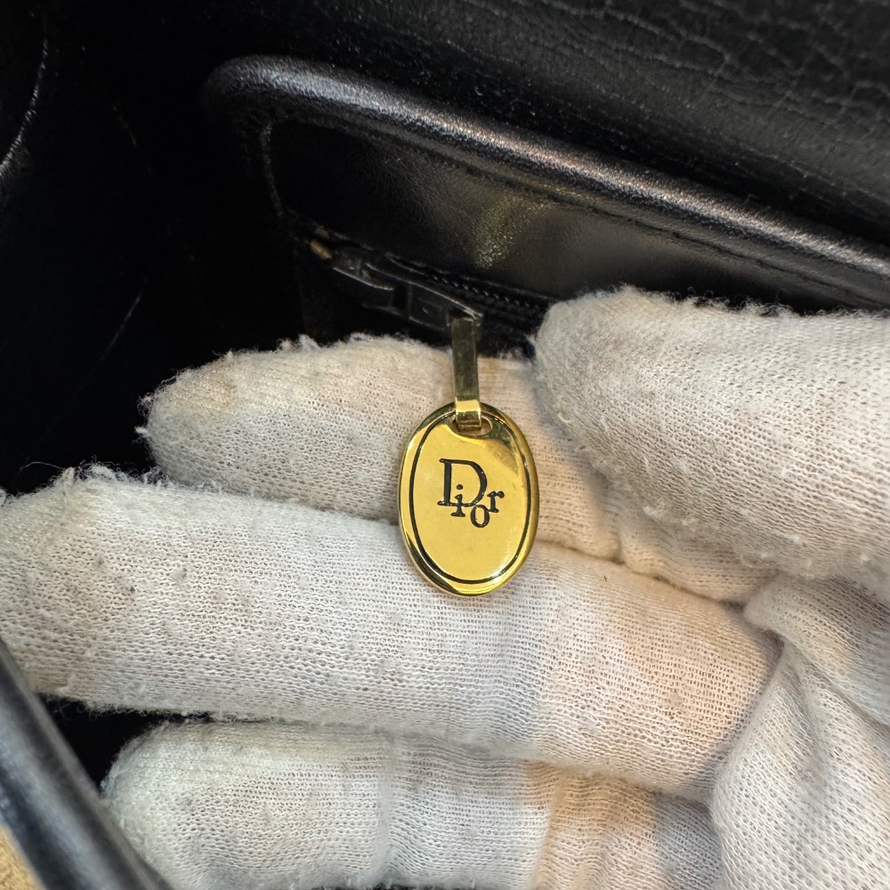 👜【近新｜Dior 黑金暗紋老花馬鞍包】-細節圖9