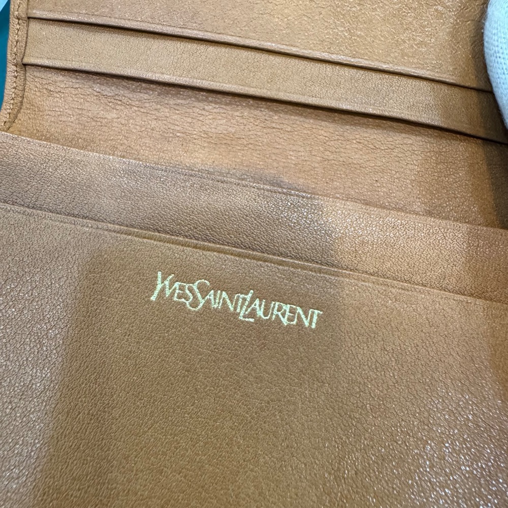 👝【YSL 聖羅蘭焦糖棕卡包/名片夾/零錢包】-細節圖3