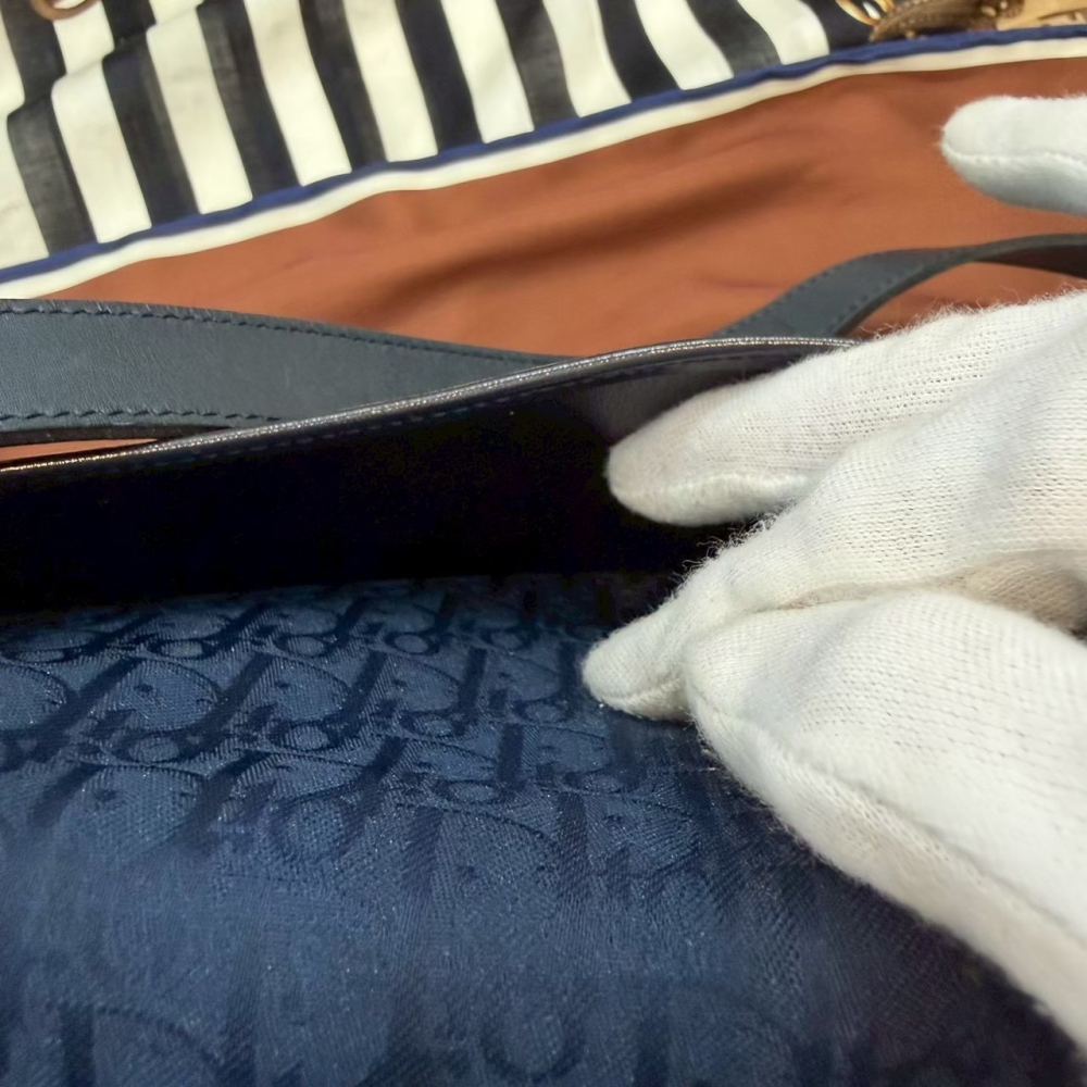 👜【近新｜Dior Oblique 藍金老花翻蓋斜背包】-細節圖8