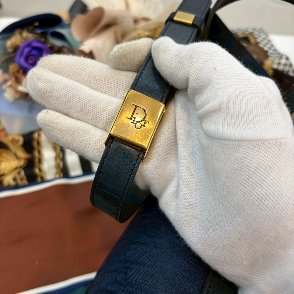 👜【近新｜Dior Oblique 藍金老花翻蓋斜背包】-細節圖10