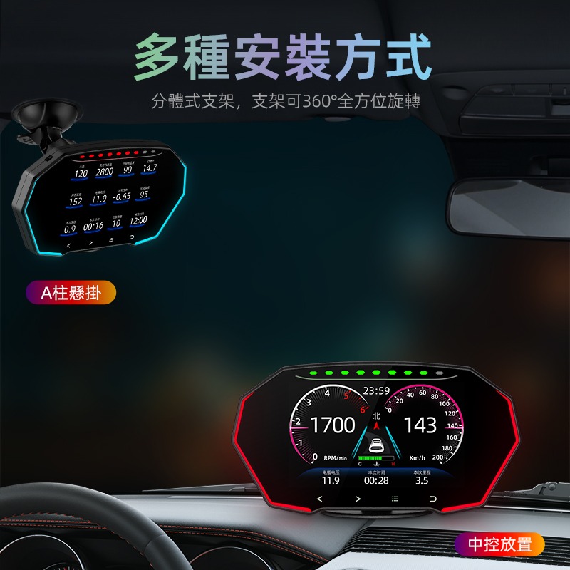 『HUD F11 旗艦款』公司貨一年保固 觸控面板 氣氛燈更換 4吋大螢幕 抬頭顯示器 OBD2+GPS雙系統-細節圖8