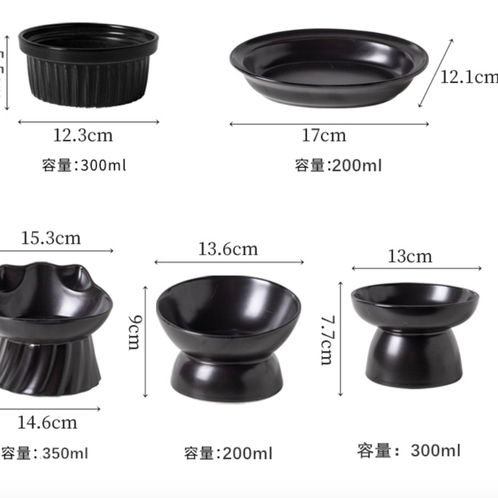 黑色碗 陶瓷碗 貓碗 黑色水碗 寵物食器 黑碗 寵物碗 餵食 器皿-細節圖4