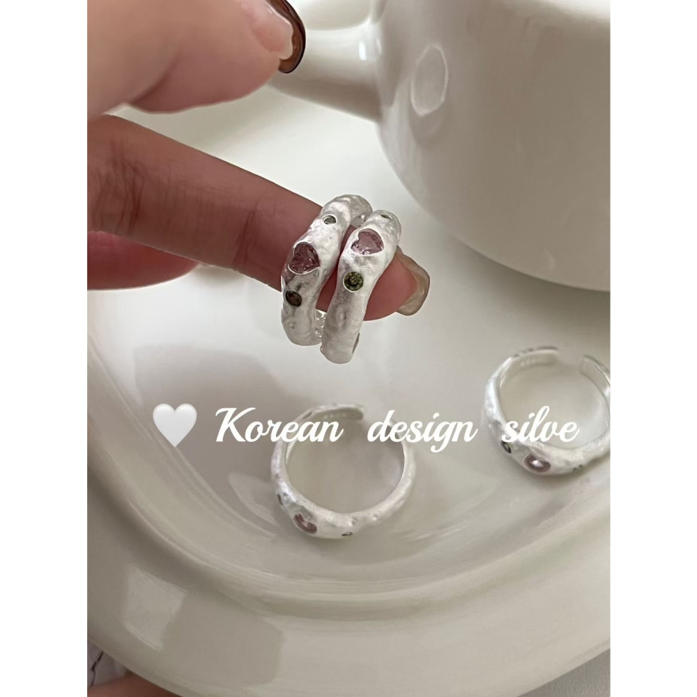 肌理粉鋯開口戒-細節圖2