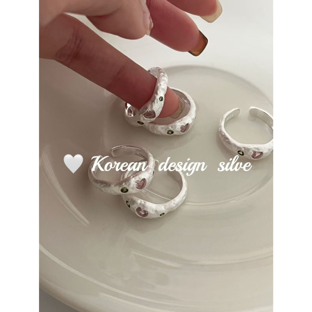 肌理粉鋯開口戒-細節圖3