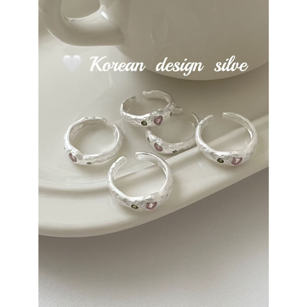 肌理粉鋯開口戒-細節圖4