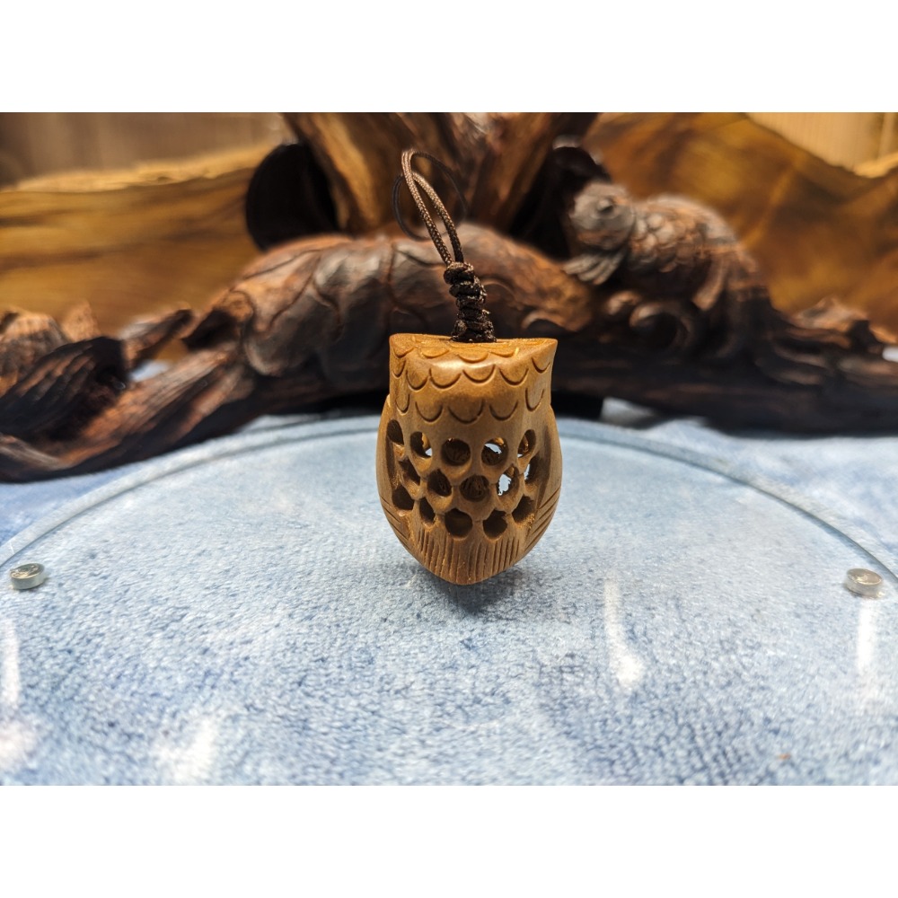 老山檀香貓頭鷹吊飾-細節圖2