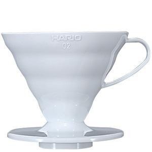 【沐湛咖啡】日本進口 HARIO VDC-01W /VDC-02W 陶瓷錐形濾杯 附咖啡匙 （白色）V60手沖濾器-細節圖2