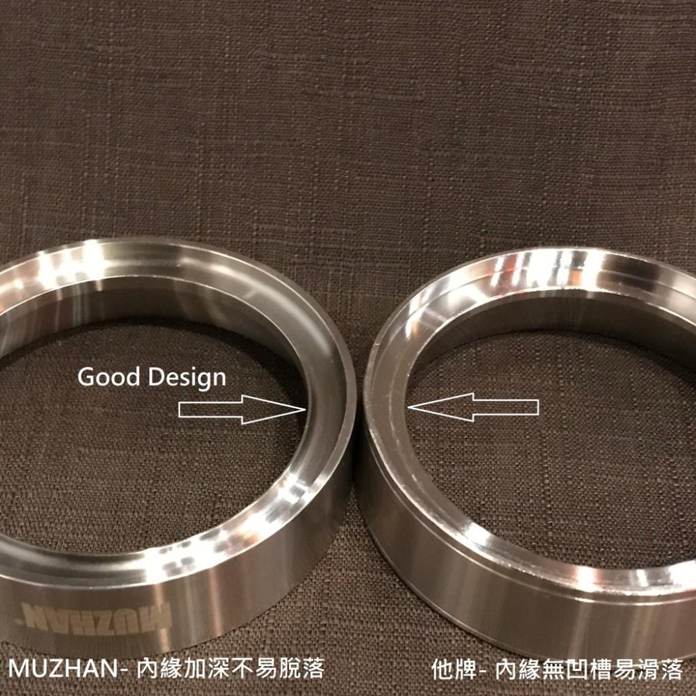 【沐湛咖啡】58mm 義式咖啡機專用 接粉環 (不銹鋼原色/霧黑) 集粉器 可直壓 內溝槽加深不易掉落 台灣製造-細節圖4