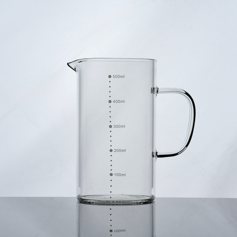 【沐湛咖啡】刻度玻璃量杯 耐熱玻璃 加厚 透明刻度 計量杯 350ML/500ML 手沖下壺 350CC/500CC-細節圖5