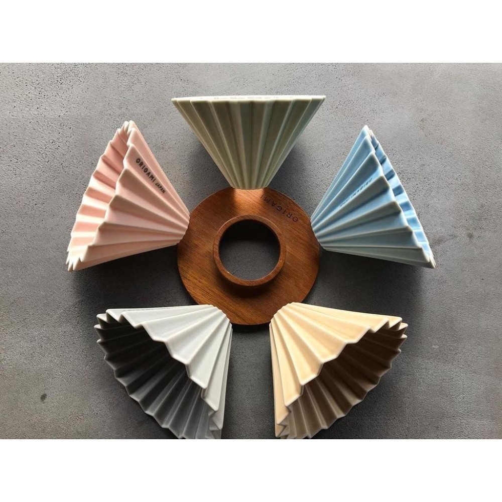【沐湛咖啡】ORIGAMI 陶瓷 摺紙濾杯 含木座 S/M 第二代 日本製 (新色) 2019手沖冠軍濾杯 錐形濾杯-細節圖4
