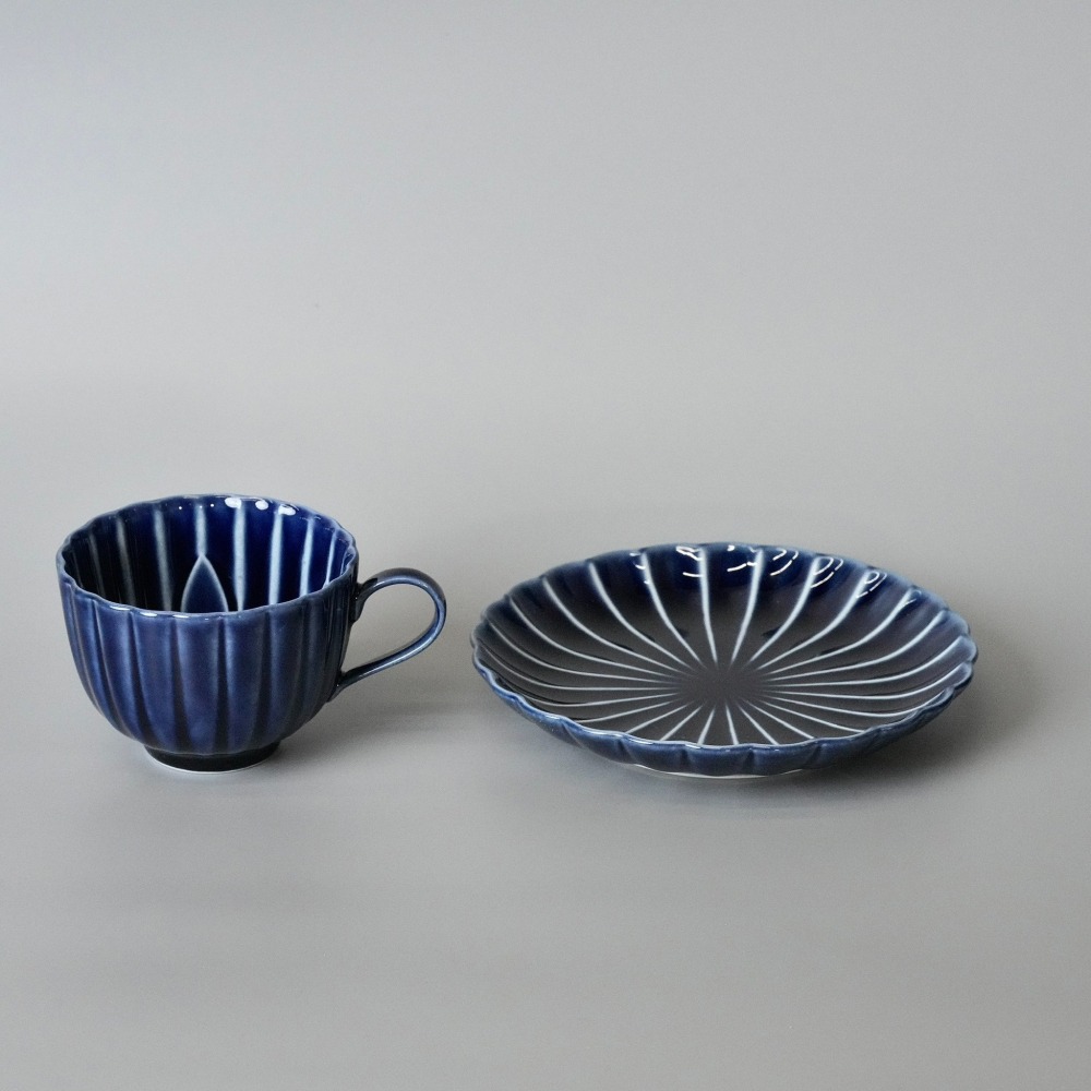 【沐湛咖啡】美濃燒 小兵窯 茄子紺/墨綠 咖啡杯盤組 花茶杯-細節圖2