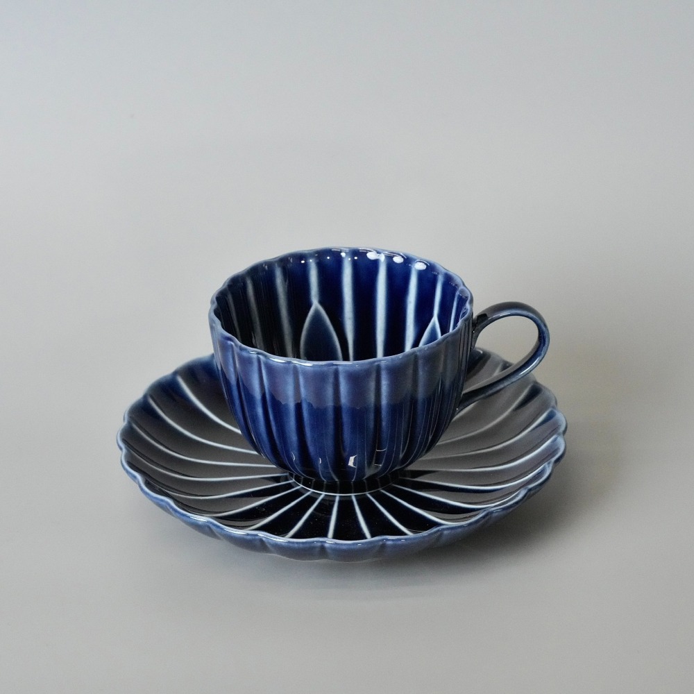 【沐湛咖啡】美濃燒 小兵窯 茄子紺/墨綠 咖啡杯盤組 花茶杯-細節圖4