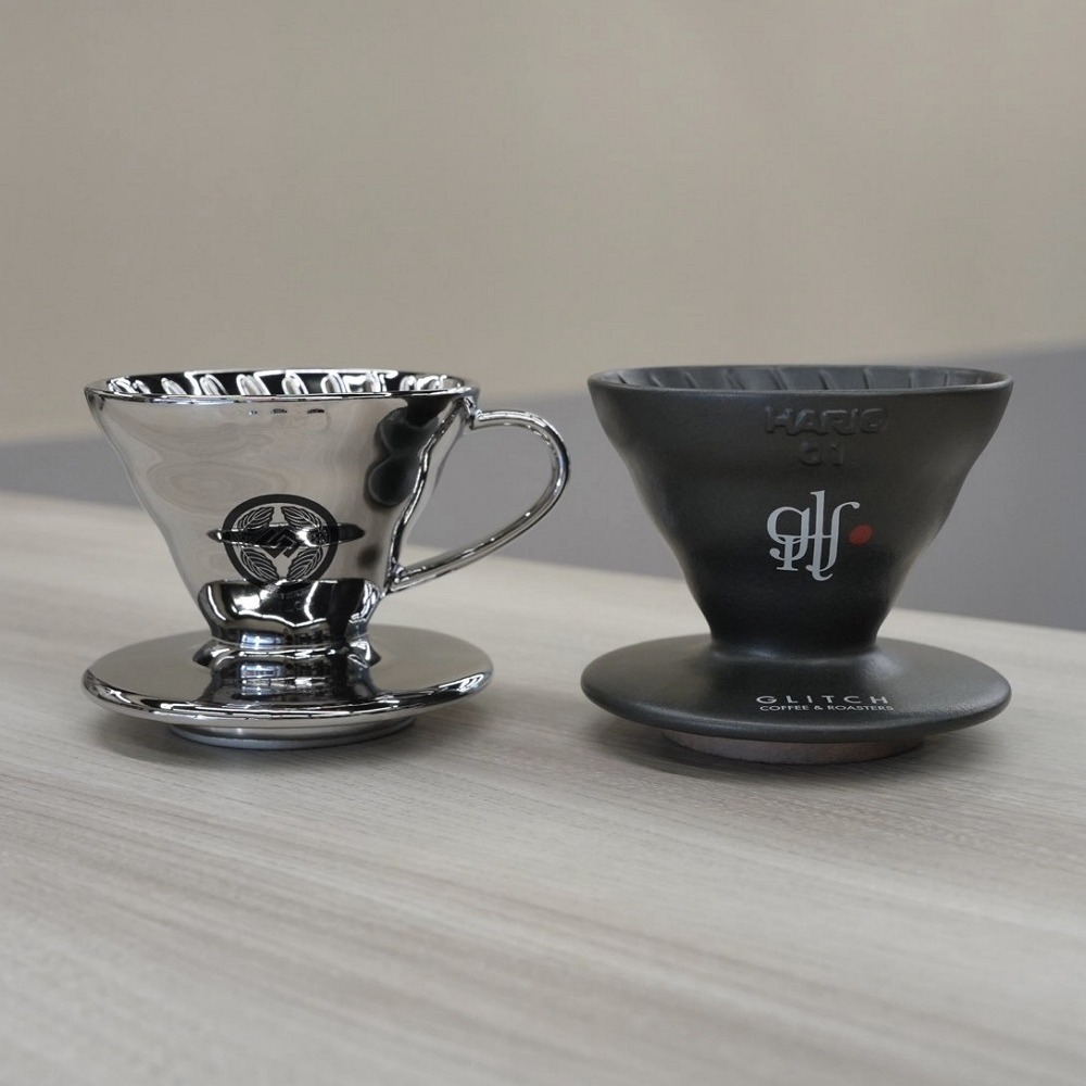 【沐湛咖啡】glitch聯名款限定陶瓷濾杯 1-2人 黑/白/銀-細節圖3