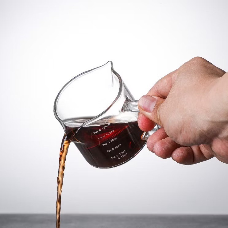 【沐湛咖啡】雙口量杯75ml 盎司杯/刻度量杯/無柄 濃縮杯/木柄量杯/玻璃量杯-細節圖5