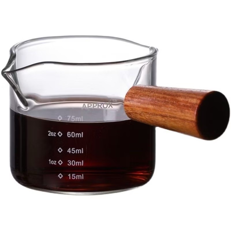 【沐湛咖啡】雙口量杯75ml 盎司杯/刻度量杯/無柄 濃縮杯/木柄量杯/玻璃量杯-規格圖9