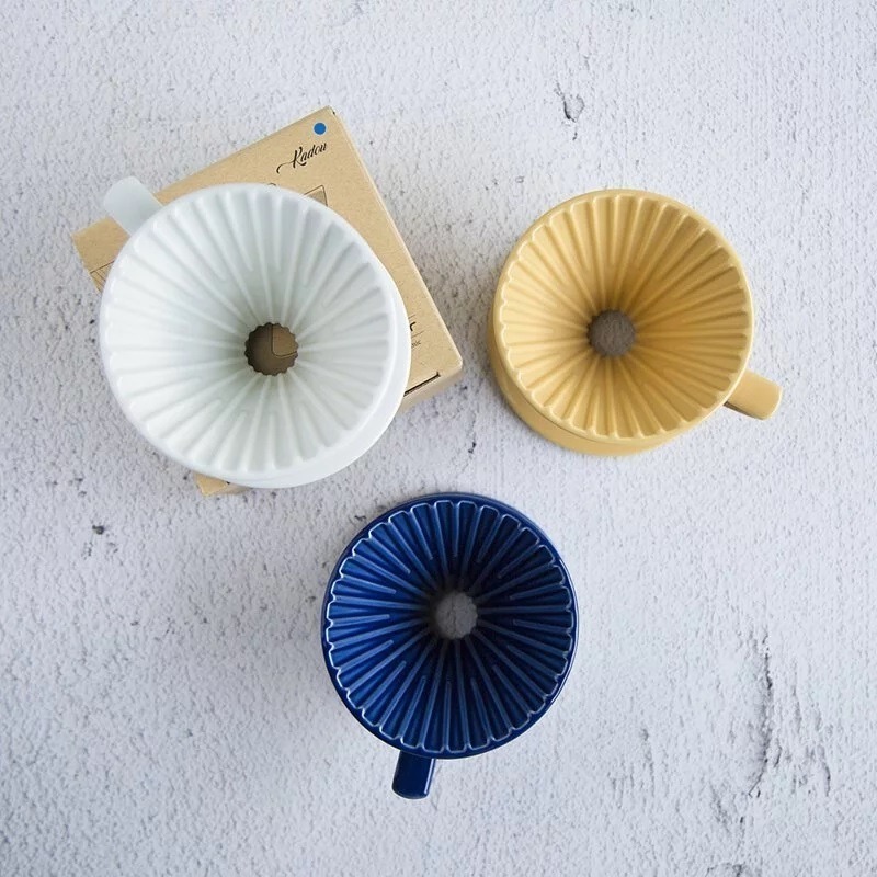 【沐湛咖啡】星芒濾杯 M1錐形陶瓷濾杯 藤花紫/黃色/深藍/湖水綠/莫蘭迪/黑色 Kadou & Hasami波佐見燒-細節圖2