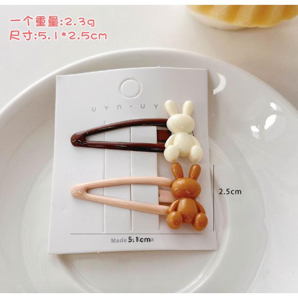 客秋皮～韓版 小熊 小兔子 小花 愛心 質感米咖色系 ins 少女 女孩童 綁馬尾 丸子頭 髮圈 髮束 側邊夾 瀏海夾-細節圖5